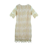Dress Code เดรสลูกไม้แขนสามส่วน | Lace Dress with 3/4 Sleeves สีน้ำตาลทอง
