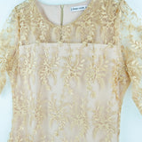 Dress Code เดรสลูกไม้แขนสามส่วน | Lace Dress with 3/4 Sleeves สีน้ำตาลทอง