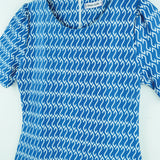 Dress Code เดรสแขนสั้นพิมพ์ลายเชิง | Print Dress with Short Sleeves สีฟ้า