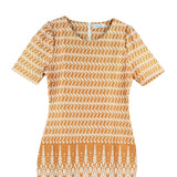 Dress Code เดรสแขนสั้นพิมพ์ลายเชิง | Print Dress with Short Sleeves สีน้ำตาลส้ม