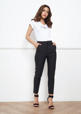 Lady Plus กางเกงลายริ้วขายาว 9 ส่วน | Cropped Stripe Pants สีดำ