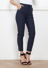 Lady Plus กางเกงลายริ้วขายาว 9 ส่วน | Cropped Stripe Pants สีกรมท่า