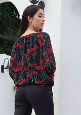 Lady Plus เสื้อชีฟองลายดอกไม้แขนยาว | Floral Print Chiffon Blouse with Long Sleeves (5160000323724)