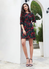 Lady Plus เดรสลายดอกไม้แขนพอง | Floral Print Dress with Puff Sleeve (5160002060428)
