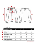 Lady Plus เสื้อลายดอกไม้คอกลมแต่งกระดุม | Long Sleeve Floral Blouse สีฟ้า