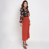 Lady Plus กางเกงสีพื้นสม๊อคด้านหลัง | Pants with Elastic at Back สีส้ม