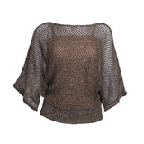 Lady Plus เสื้อตาข่ายทรงโคร่ง | Oversize Knitted Blouse สีเบจ