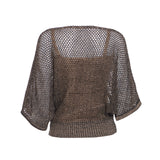 Lady Plus เสื้อตาข่ายทรงโคร่ง | Oversize Knitted Blouse สีเบจ