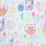 Lady Plus เดรสแขนบอลลูนลายกราฟฟิค | Print Dress with Puff Sleeves สีขาว