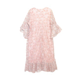 Lady Plus เดรสลูกไม้แขนระบายชายกระโปรงระบาย | Ruffle Lace Dress สีชมพูโอรส