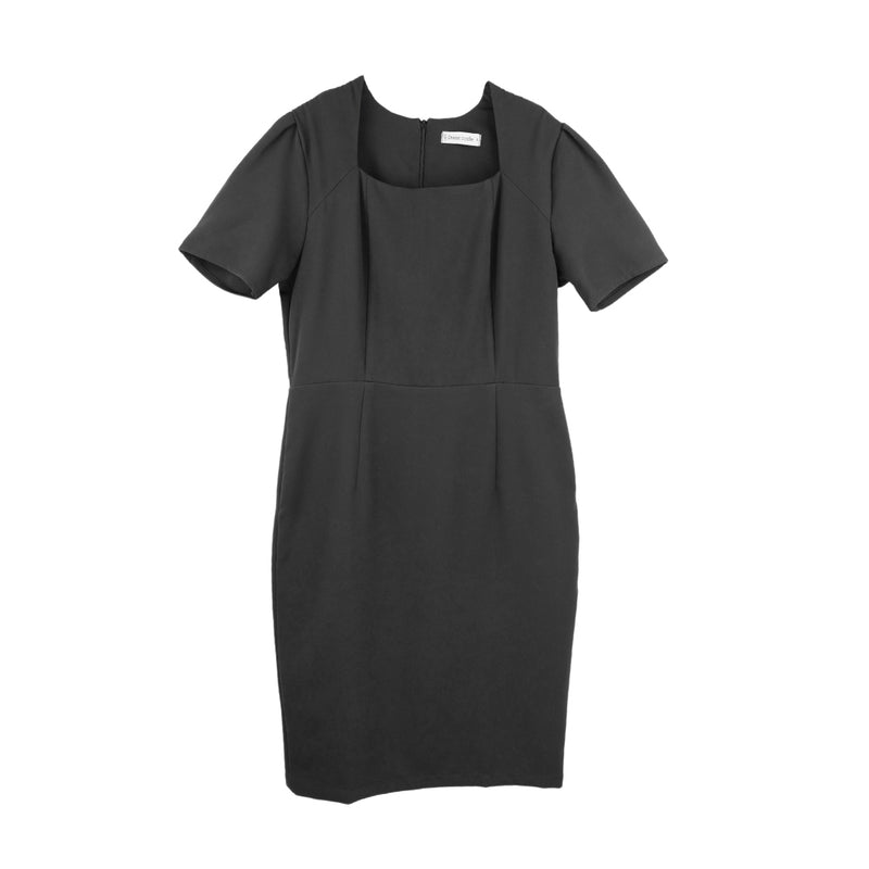 Dress Code เดรสคอเหลี่ยมแขนสั้น | Square Neck Short Sleeve Dress สีดำ