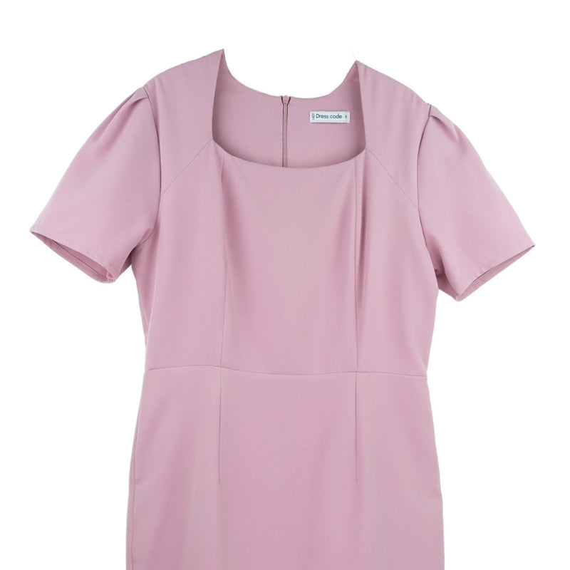 Dress Code เดรสคอเหลี่ยมแขนสั้น | Square Neck Short Sleeve Dress สีชมพู