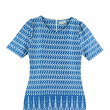 Dress Code เดรสแขนสั้นพิมพ์ลายเชิง | Print Dress with Short Sleeves สีฟ้า