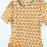 Dress Code เดรสแขนสั้นพิมพ์ลายเชิง | Print Dress with Short Sleeves สีน้ำตาลส้ม