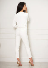 Lady Plus กางเกงขายาว 7 ส่วน | Cropped Pants 6072PM สีขาว