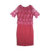 Dress Code เดรสลูกไม้แขนสั้นกระโปรงสีพื้น | Lace Dress with Short Sleeves สีแดง