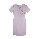 Dress Code เดรสคอวีจับจีบข้างตัว | V-Neck Wrap Dress สีชมพู