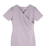 Dress Code เดรสคอวีจับจีบข้างตัว | V-Neck Wrap Dress สีชมพู