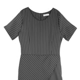 Dress Code เดรสลายริ้วแต่งกระโปรงเฉียง | Stripped Wrap Dress สีดำ