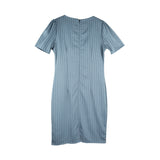 Dress Code เดรสแขนสั้นคอกลมลายริ้ว | Short Sleeve Striped Dress สีฟ้าอมเทา