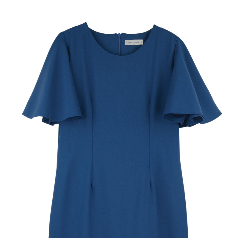 Dress Code เดรสแขนระบายคอกลม | Ruffle Dress สีน้ำเงิน