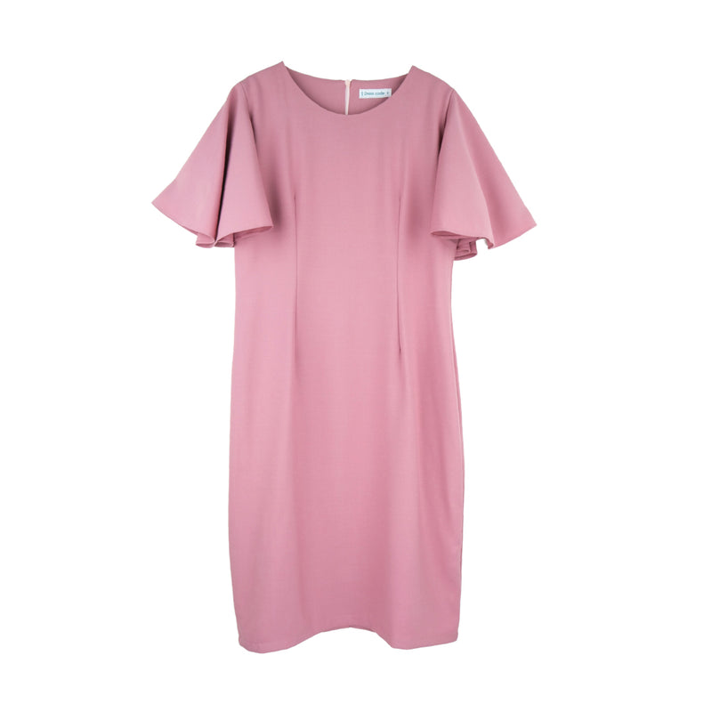 Dress Code เดรสแขนระบายคอกลม | Ruffle Dress สีชมพู