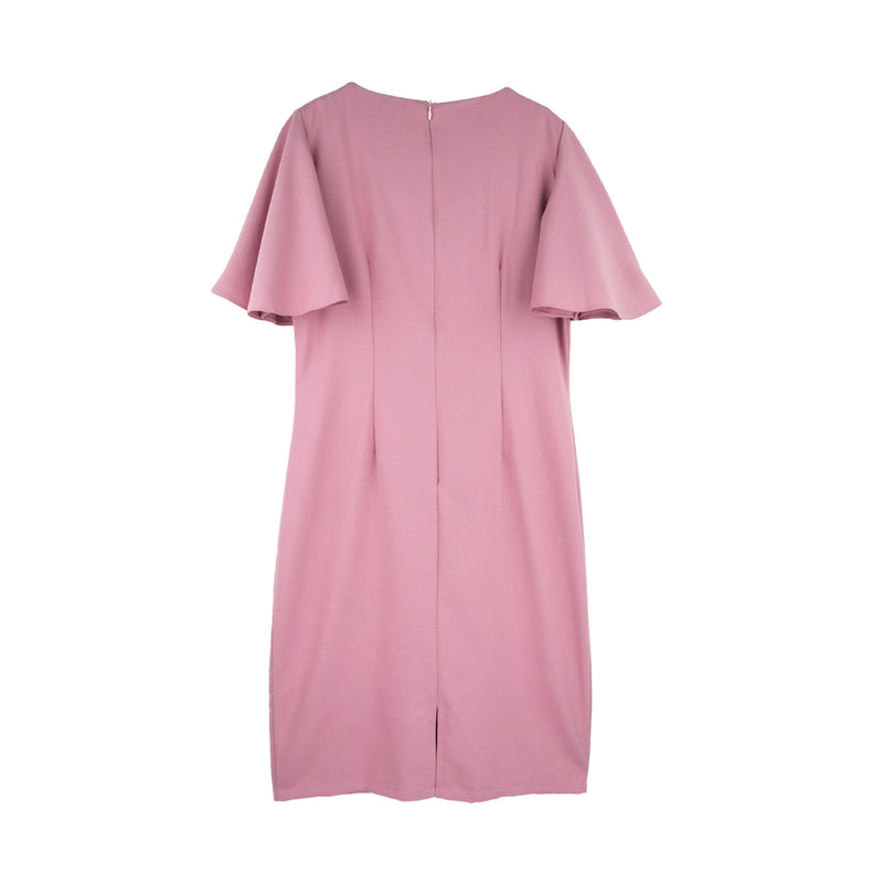 Dress Code เดรสแขนระบายคอกลม | Ruffle Dress สีชมพู