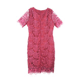 Dress Code เดรสลูกไม้ลายดอกไม้แขนสั้น | Floral Lace Dress with Short Sleeves สีแดง