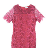 Dress Code เดรสลูกไม้ลายดอกไม้แขนสั้น | Floral Lace Dress with Short Sleeves สีแดง