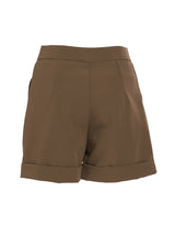 Lady Plus กางเกงขาสั้นปลายขาพับเบิ้ล | Short Pants สีน้ำตาล