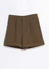 Lady Plus กางเกงขาสั้นปลายขาพับเบิ้ล | Short Pants สีน้ำตาล