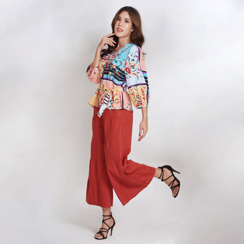 Lady Plus กางเกง Cotton ทรงบาน | Cotton Flare Pants สีส้ม