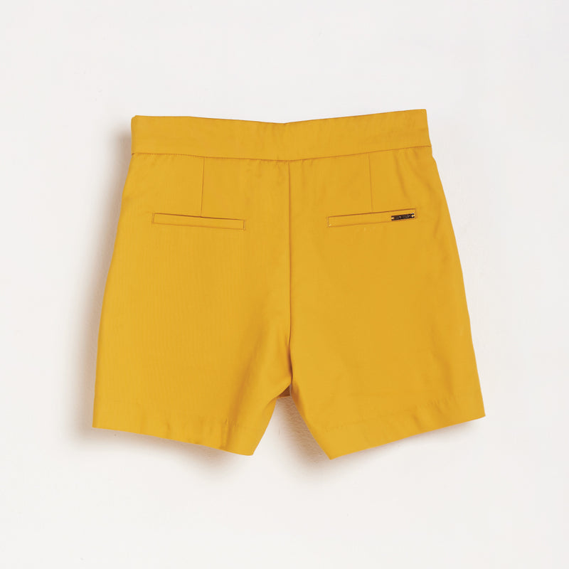 Lady Plus กางเกงขาสั้นเอวสูงซิปข้าง | Short Pants สีเหลือง