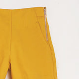 Lady Plus กางเกงขาสั้นเอวสูงซิปข้าง | Short Pants สีเหลือง