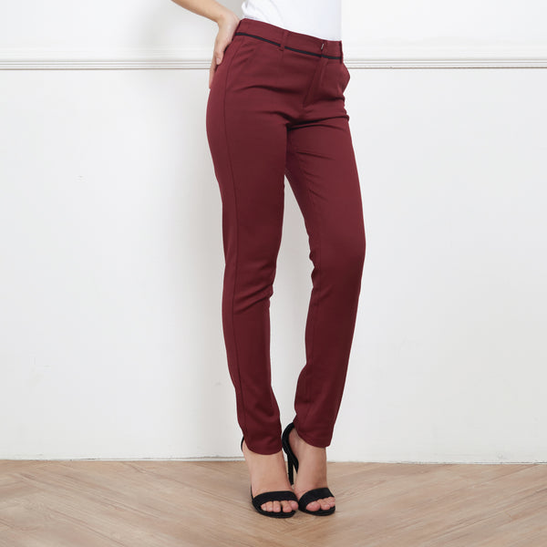 Lady Plus กางเกงขายาว | Long Pants 9763PL สีแดงไวน์