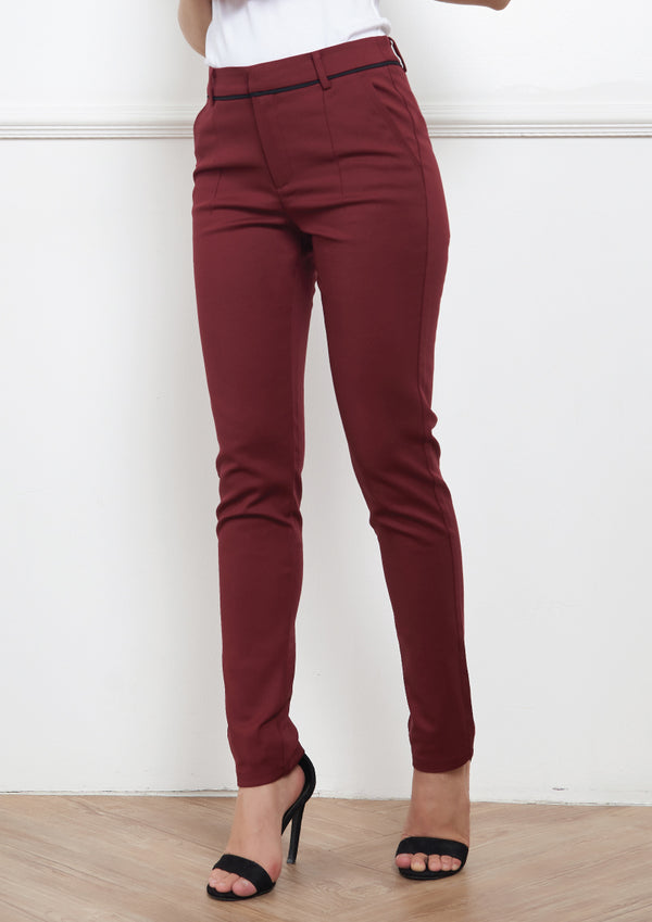 Lady Plus กางเกงขายาว | Long Pants 9763PL สีแดงไวน์