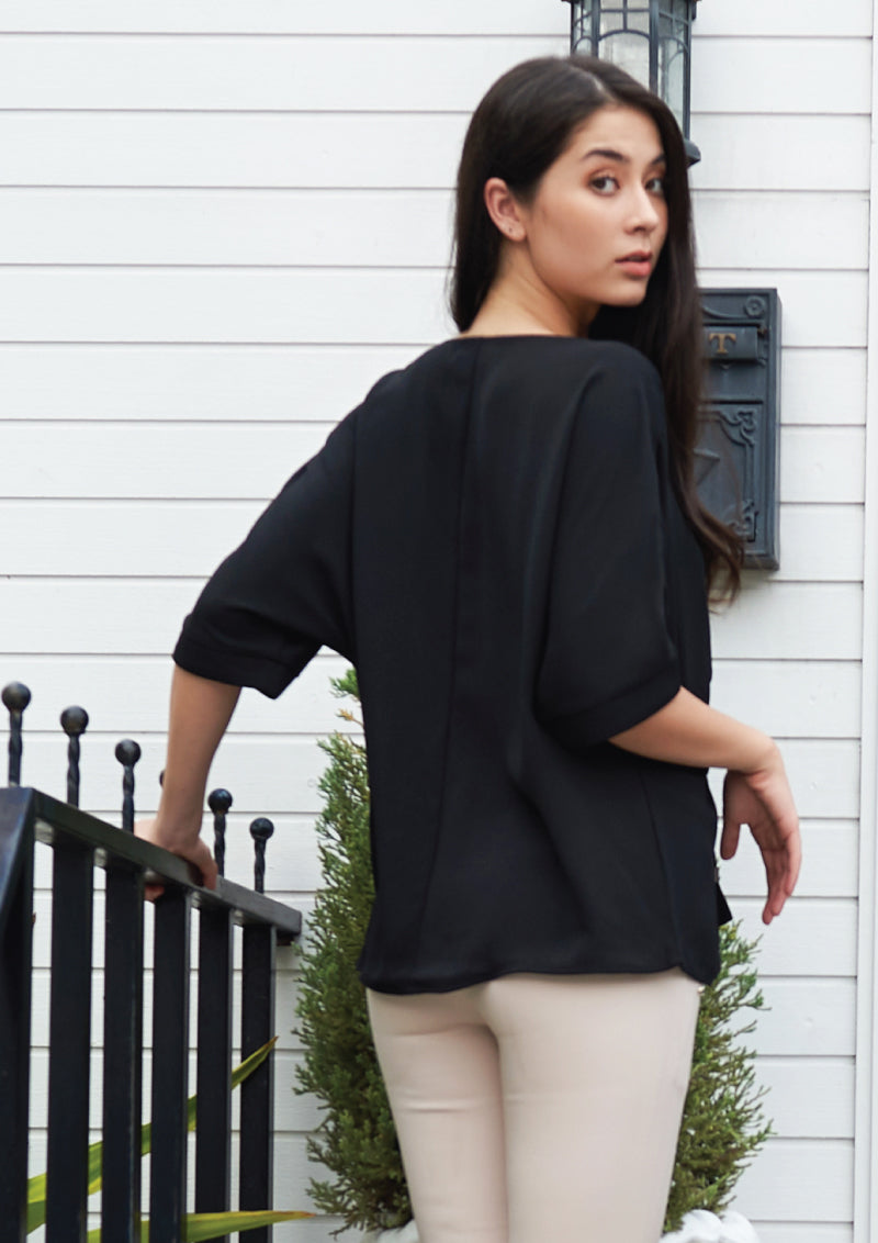 Lady Plus เสื้อสม๊อคเอวทรงค้างคาว | Oversized Blouse with Elastic Waist (5159961362572)