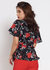 เลดี้พลัส Lady Plus เสื้อลายดอกคอระบาย | Floral Print Blouse with Ruffle Neck Blouse www.ladyplus.co.th (4945229349004)