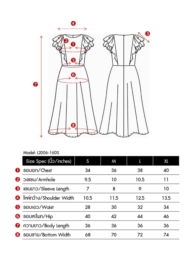 Lady Plus เดรสลูกไม้แขนระบายซ้อน | Lace Dress with Puff Sleeves (5160133329036)