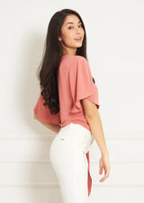 Lady Plus เสื้อคอป้ายไขว้รวบแต่งข้างเอว | Crossover Neckline Blouse with Draped Detail (5158493782156)