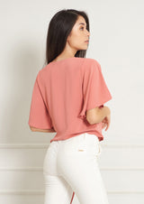 Lady Plus เสื้อคอป้ายไขว้รวบแต่งข้างเอว | Crossover Neckline Blouse with Draped Detail (5158493782156)