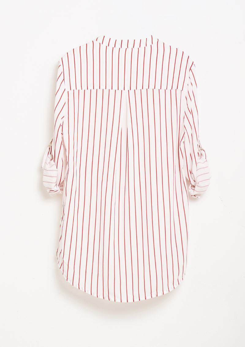 Lady Plus เสื้อคอวีลายริ้วแขนยาว | Striped Blouse with Long Sleeves (5158489882764)