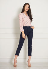 Lady Plus เสื้อคอวีลายจุดแขนยาวแต่งกระดุม | Long Sleeve Polka Dot Blouse with V-Neck (5158496829580)