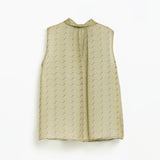 Lady Plus เสื้อชีฟองคอผูกโบว์แขนกุดลายห่วง | Sleeveless Blouse with Bow Collar สีเขียว