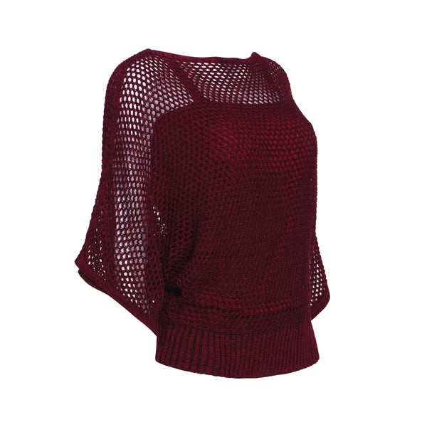 Lady Plus เสื้อตาข่ายทรงโคร่ง | Oversize Knitted Blouse สีแดง