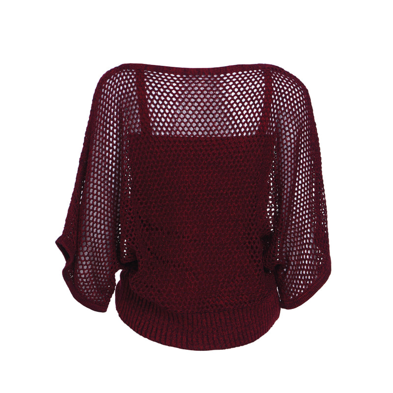 Lady Plus เสื้อตาข่ายทรงโคร่ง | Oversize Knitted Blouse สีแดง