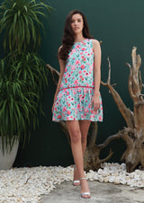 Ohayo เดรสลายดอกไม้ชายระบาย | Floral Print Dress with Ruffle Trim (5120363135116)