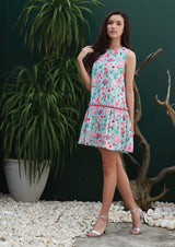 Ohayo เดรสลายดอกไม้ชายระบาย | Floral Print Dress with Ruffle Trim (5120363135116)