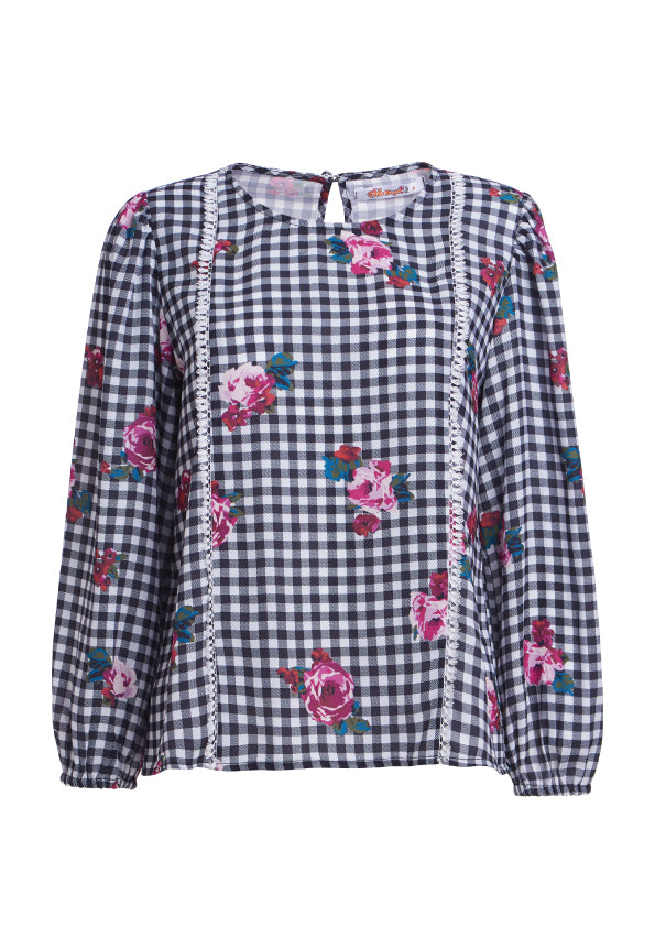 Ohayo เสื้อแขนยาวลายสก๊อต | Long Sleeve Check Print Blouse (5120728694924)