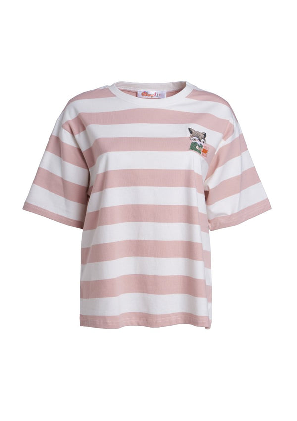 Ohayo เสื้อยืดลายริ้ว | Striped T-Shirt F ชมพู | Pink T-Shirt Ohayo Plus โอฮาโย โอฮาโยพลัส โอฮาโย่ โอฮาโย่พลัส (5111383949452)